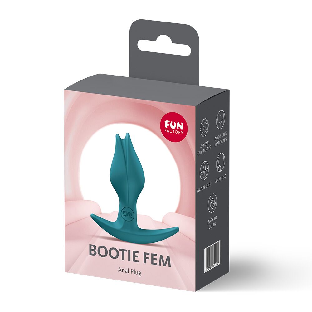 Анальні іграшки без вібрації - Анальна пробка Fun Factory BOOTIE FEM Bottle Green, у вигляді бутона, діаметр 2,9 см, тонкий обмежувач 6