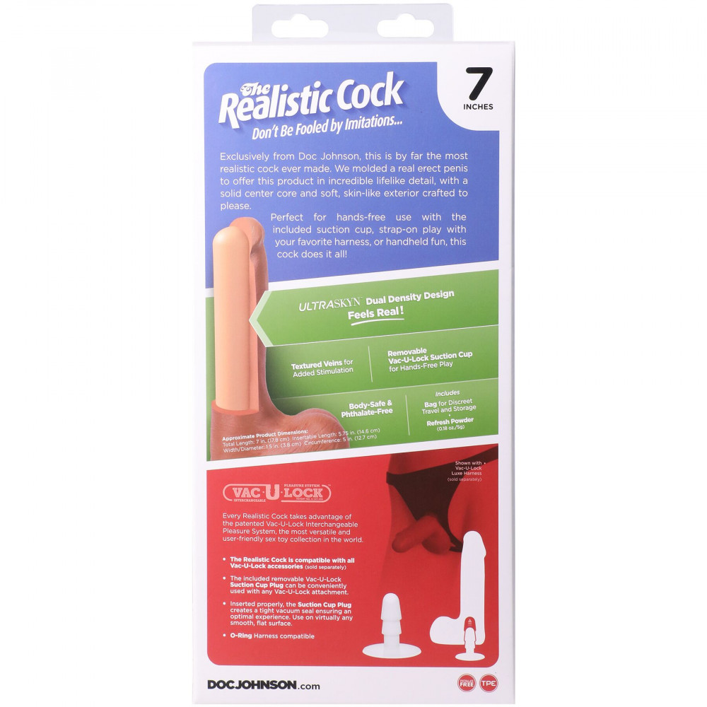 Фалоімітатор - Фалоімітатор Doc Johnson The Realistic Cock ULTRASKYN - 7 Inch with Balls Vanilla 10