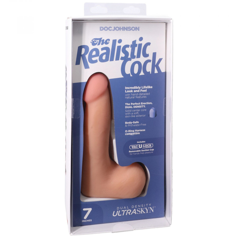 Фалоімітатор - Фалоімітатор Doc Johnson The Realistic Cock ULTRASKYN - 7 Inch with Balls Vanilla 7