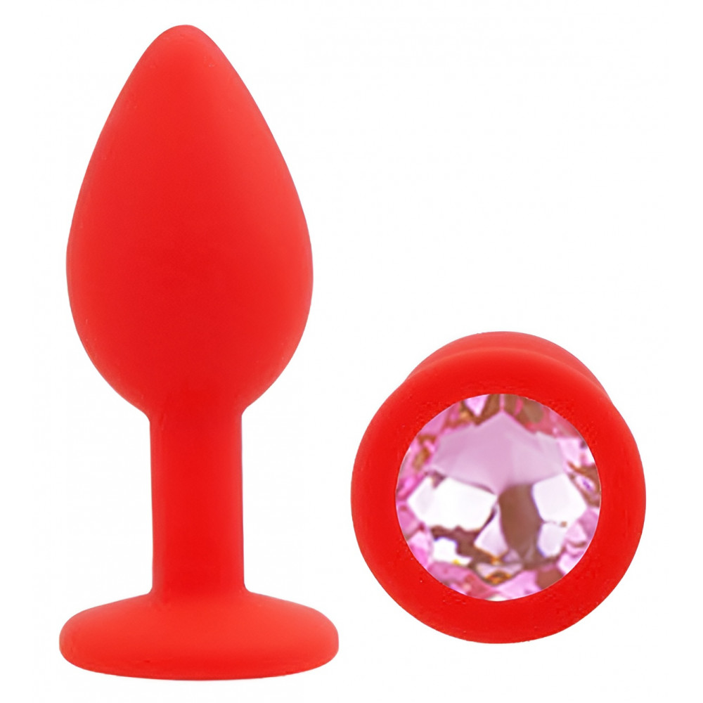 Анальные игрушки без вибрации - Силиконовая анальная пробка EGZO - Silicone Red Round Plug Pink, size S 3