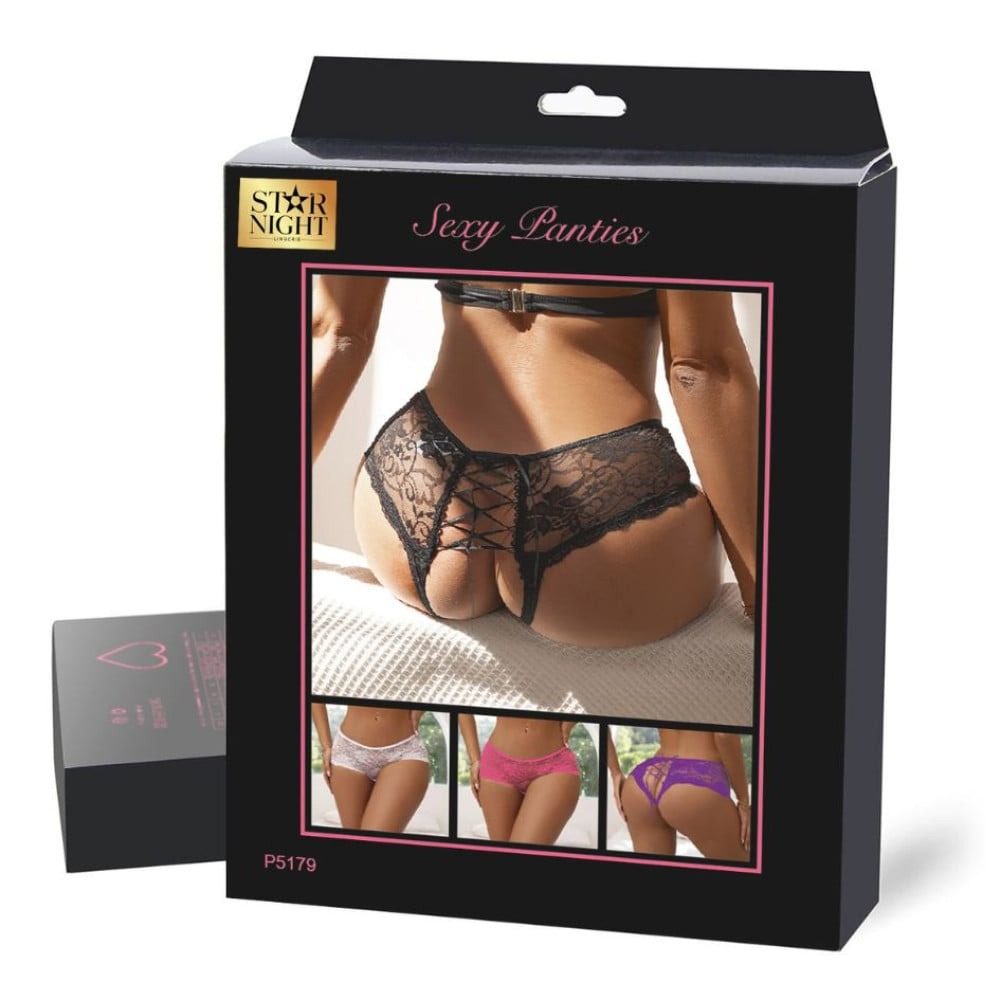 Різне - Рожеві трусики Star Night з квітковим мереживом та відкритим доступом 5