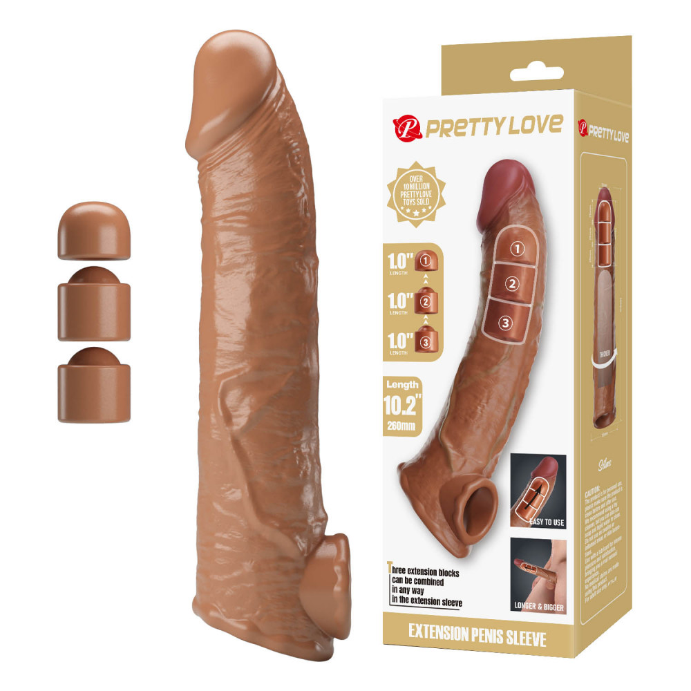  - Подовжуюча насадка Pretty Love - Silas Penis Sleeve Brown, BI-026279-1