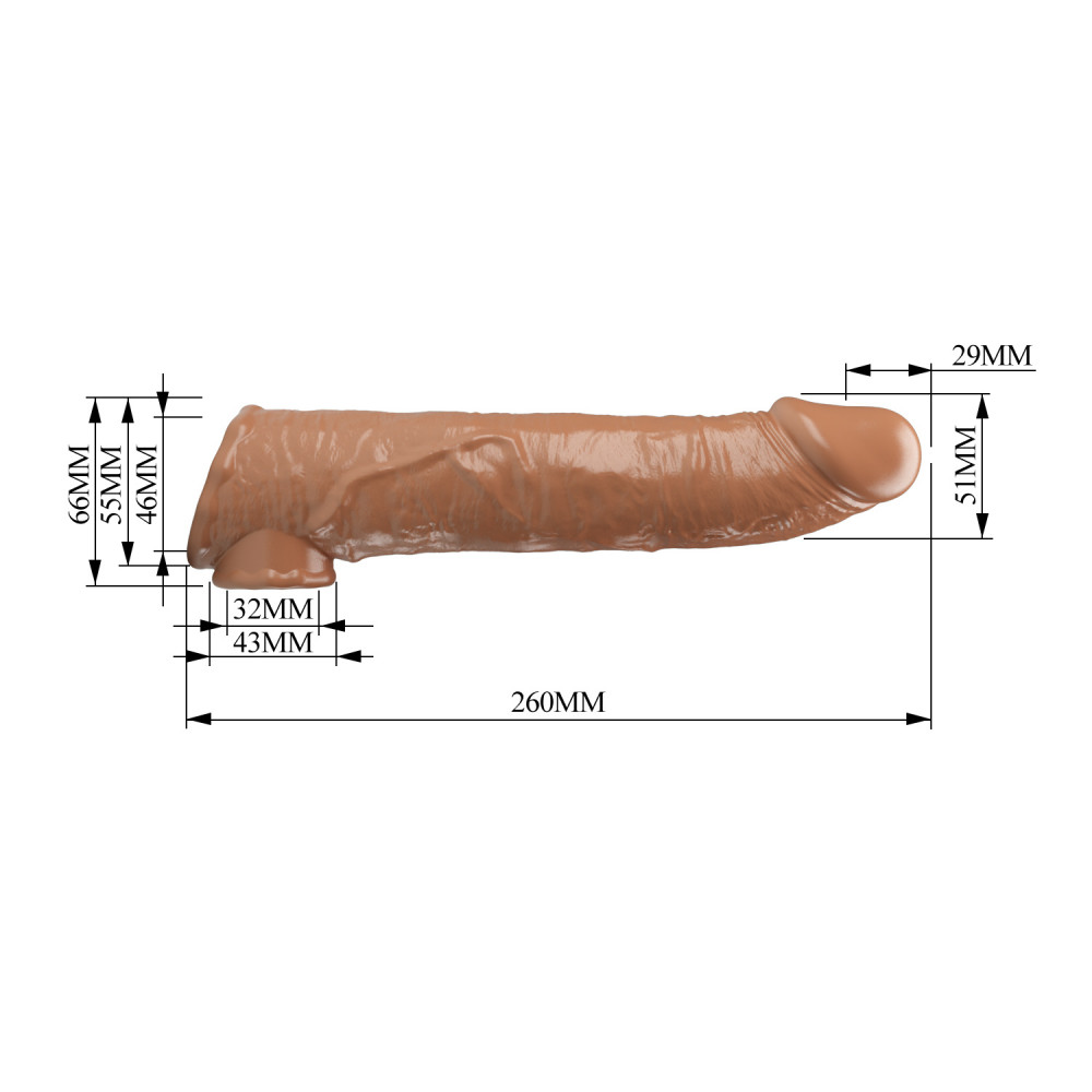  - Подовжуюча насадка Pretty Love - Silas Penis Sleeve Brown, BI-026279-1 7