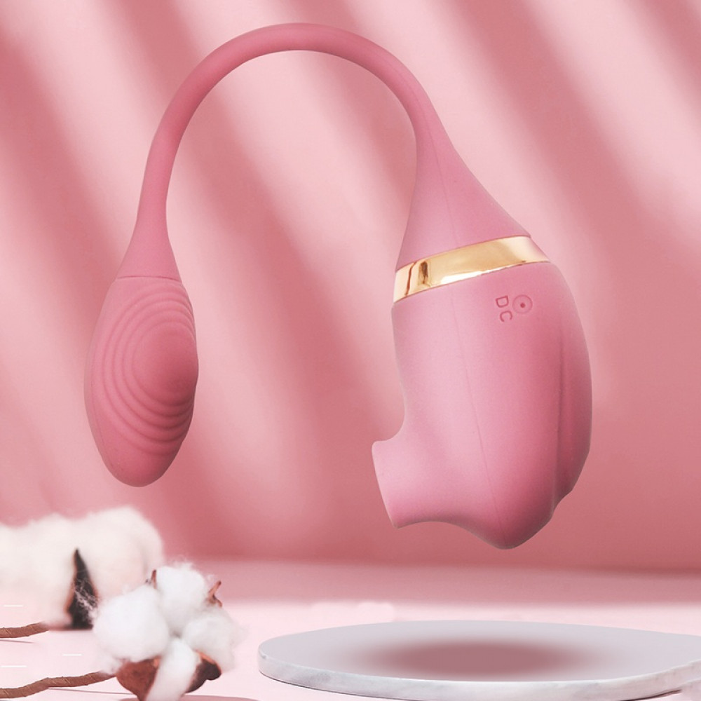 Вибратор-кролик - Вакуумный вибратор с отростком для точки G Sweet Em, 7 режимов, тёмно-розовый 6