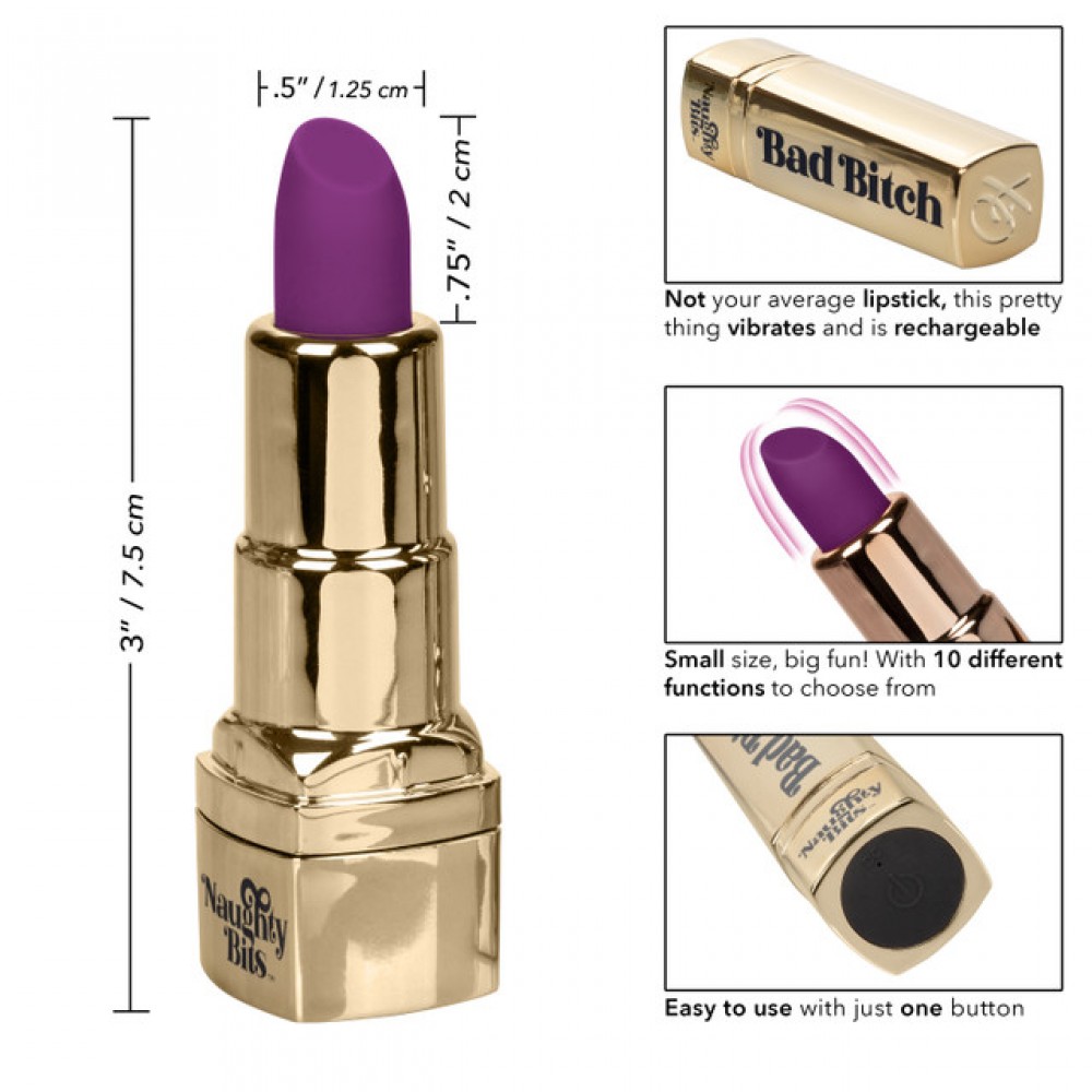 Вибропули и мини-вибраторы - Вибратор помадка Bad Bitch Lipstick Vibrator 6