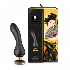 Вибратор Shunga Sanya с ручкой на подсветке, черный, 18.5 см х 3.8 см