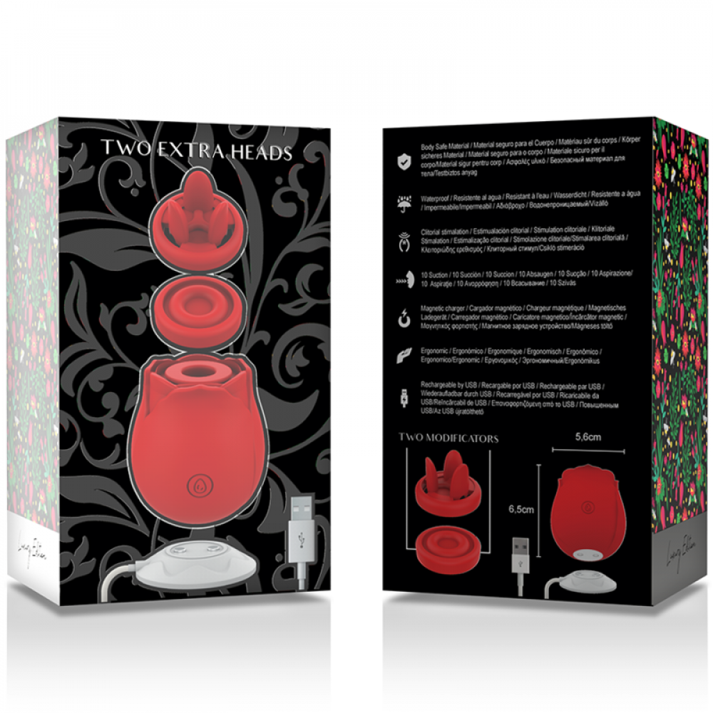 Разное - Вакуумный стимулятор клитора с дополнительными насадками, 3 в 1 Rose Luxury edition, цвет: красный Mia (Испания) 6