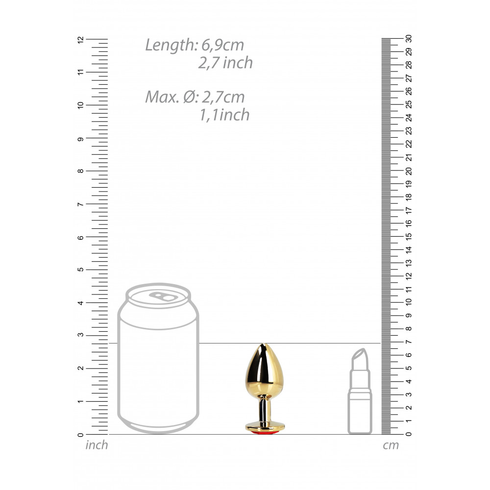 Анальные игрушки - Металлическая анальная пробка Heart Gem, размер S цвет: золотистый/красный Ouch! (Нидерланды) 6