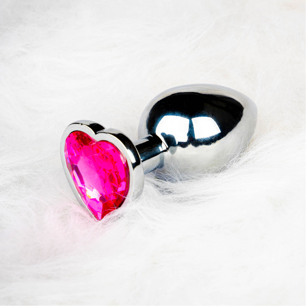 Анальные игрушки - Металлическая анальная пробка Heart Gem, размер M цвет: серебристый/розовый Ouch! (Нидерланды) 4