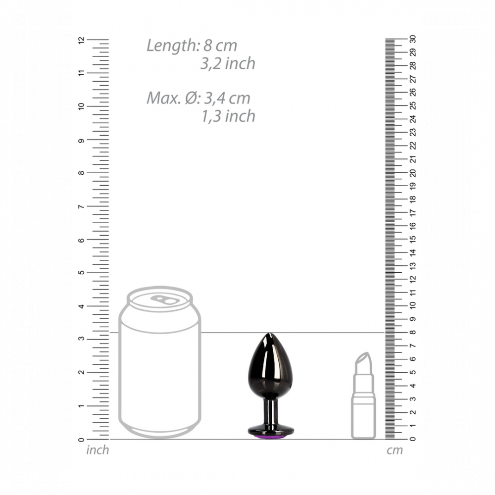 Анальные игрушки - Металлическая анальная пробка Heart Gem, размер M цвет: черный/фиолетовый Ouch! (Нидерланды) 5