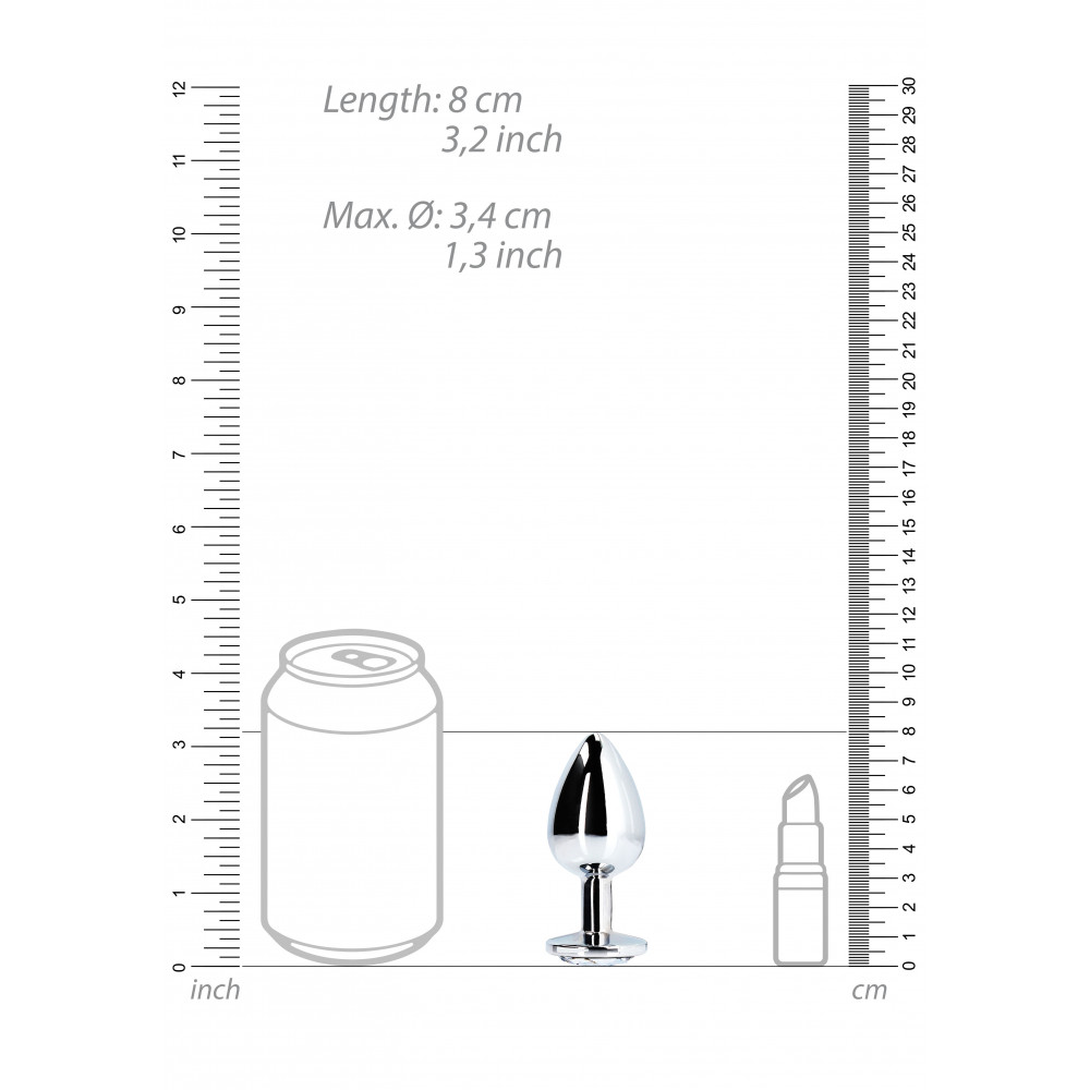 Анальные игрушки - Металлическая анальная пробка Round Gem, размер М цвет: серебристый/белый Ouch! (Нидерланды) 7