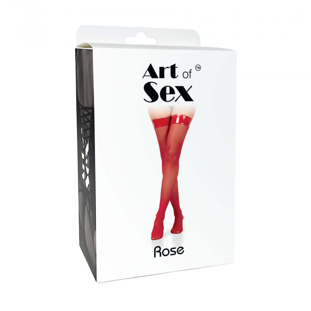 Чулки - Чулки в мелкую сетку с коронкой Art of Sex - Rose, цвет черный с эффектом мокрого бархата, S 2