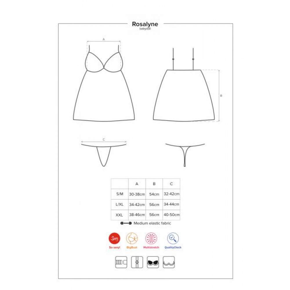 Разное - Бебидолл Obsessive Rosalyne babydoll & thong red L/XL 4