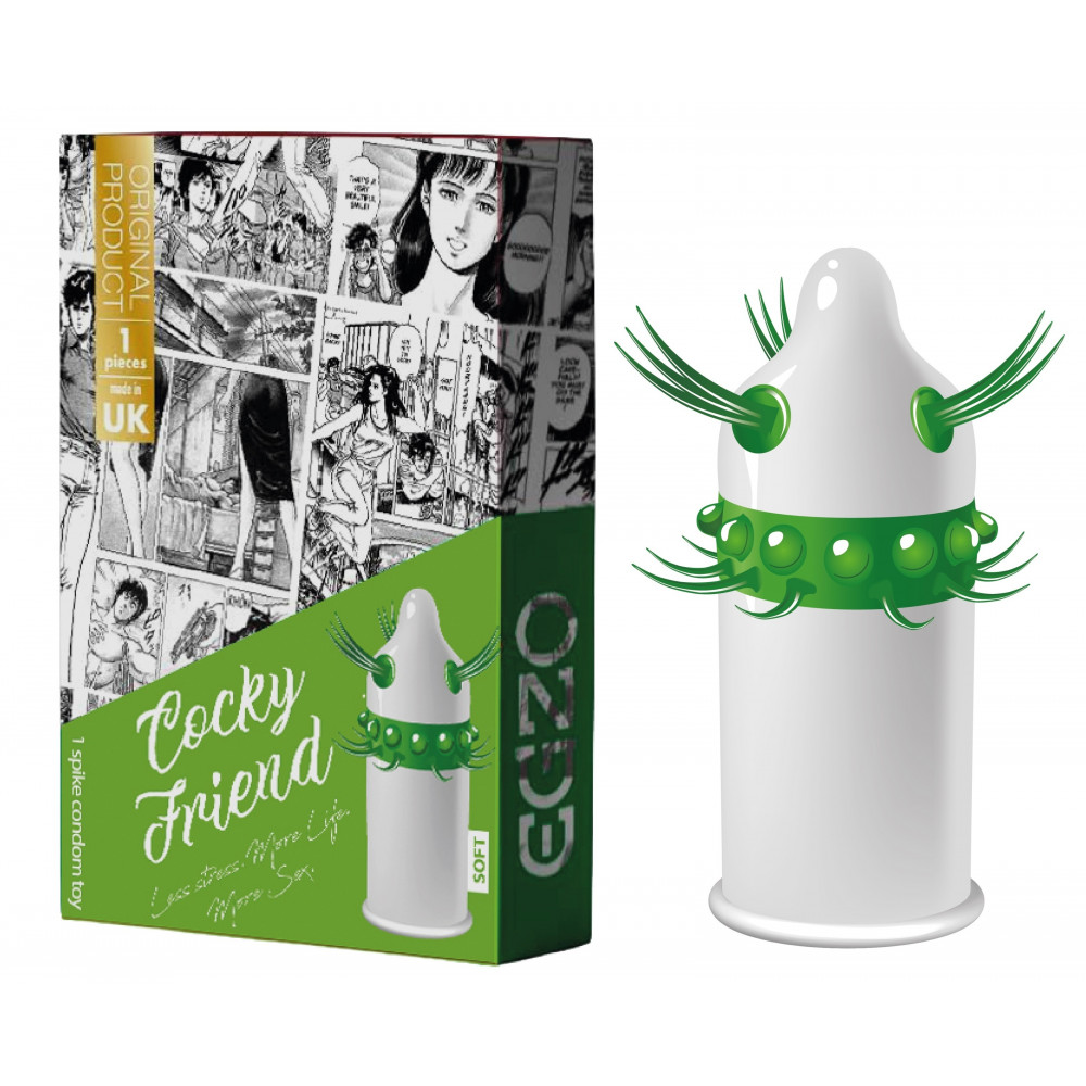 Разное - Насадка-презерватив одноразовая с эластичными усиками и шариками EGZO Cookie Friend NEW