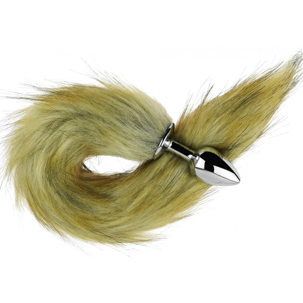  - Анальная пробка с хвостом EGZO - Fox Tail Silver Plug Brown, size S