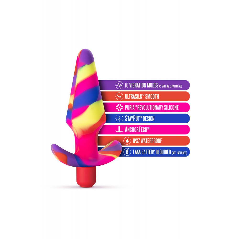 Анальные игрушки - Анальная пробка разноцветная с вибрацией AVANT FREE SPIRIT SCARLET 3