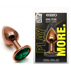 Анальная пробка с кристаллом EGZO - Dark Gold Round Plug Marine, size S