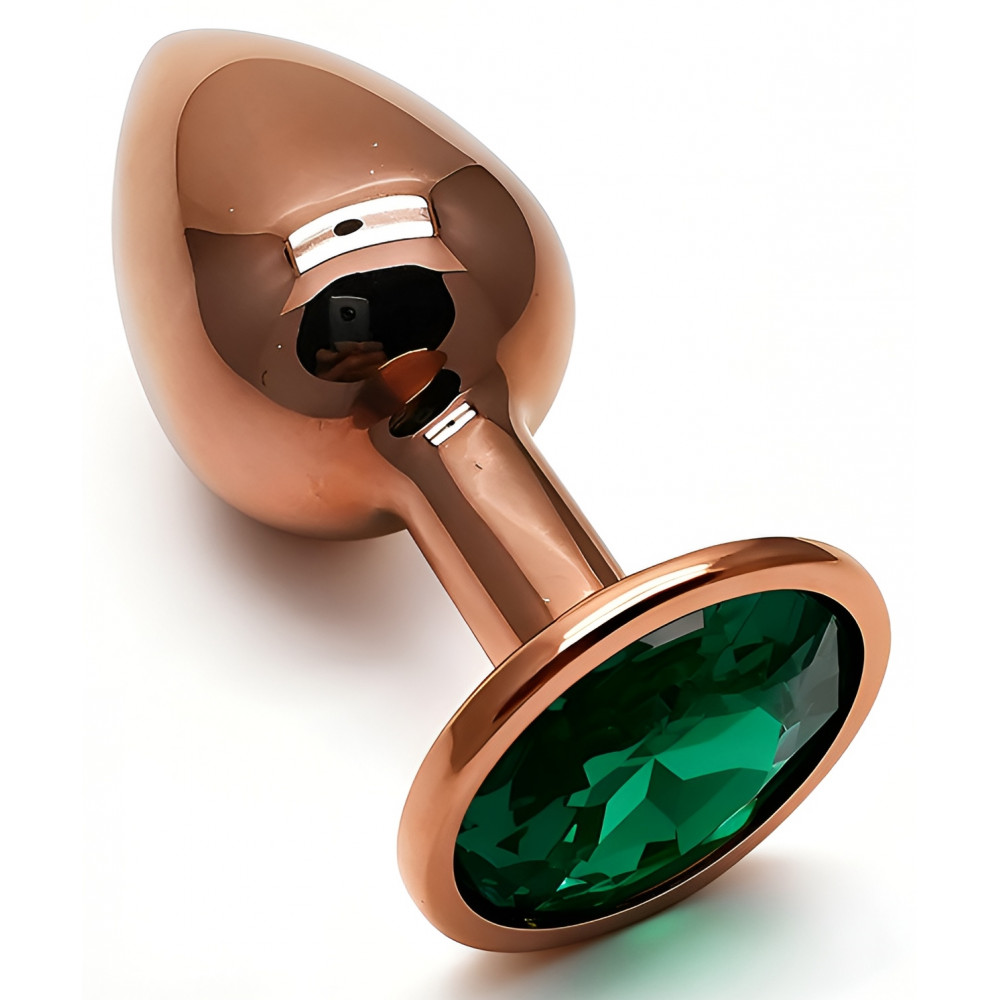 Анальные игрушки без вибрации - Анальная пробка с кристаллом EGZO - Dark Gold Round Plug Marine, size S 4