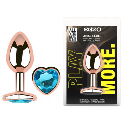 Анальна пробка з кристалом EGZO - Rose Gold Heart Plug Aqua size M