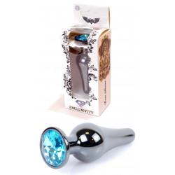 Анальная пробка Boss Series - Jewellery Dark Silver BUTT PLUG Light Blue, BS6400058