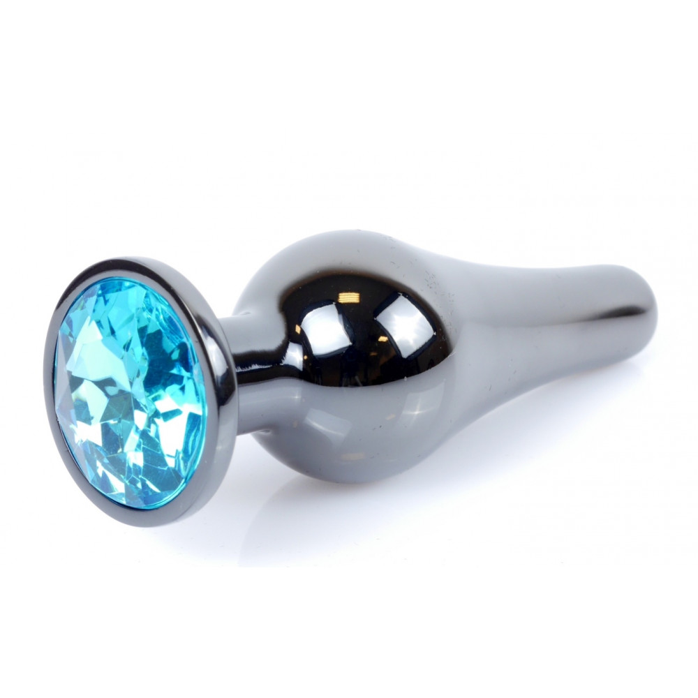 Анальные игрушки без вибрации - Анальная пробка Boss Series - Jewellery Dark Silver BUTT PLUG Light Blue, BS6400058 2