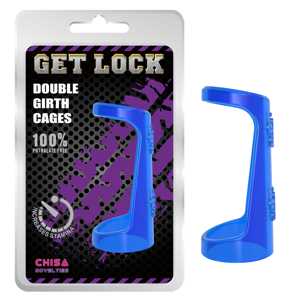 Эрекционное кольцо - Эрекционное кольцо Chisa Get Lock Double Girth Cages, Blue