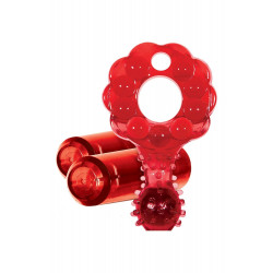 Эррекционное кольцо с двумя вибропулями Zero Tolerance The Mighty Marble красное, 8 см