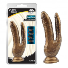 Фаллоимитатор двойной Chisa Dark Muscle Ivana Havesex на присоске, золотистый