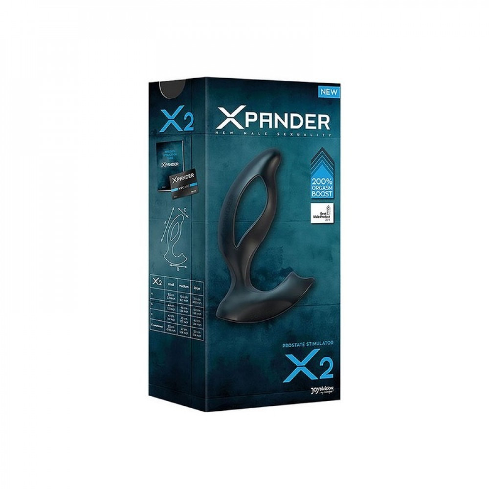 Разное - Массажер простаты, размер S, XPANDER X2 черный, 9.5 см х 4.1 см 2