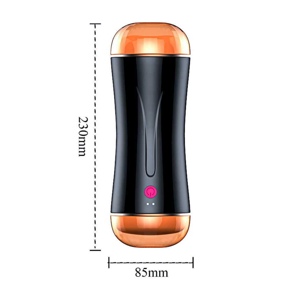 Мастурбаторы вагины - Мастурбатор с двумя входами FOXSHOW Vibrating Masturbation Cup USB 10 function + Interactive Function Black, BS6300045 2