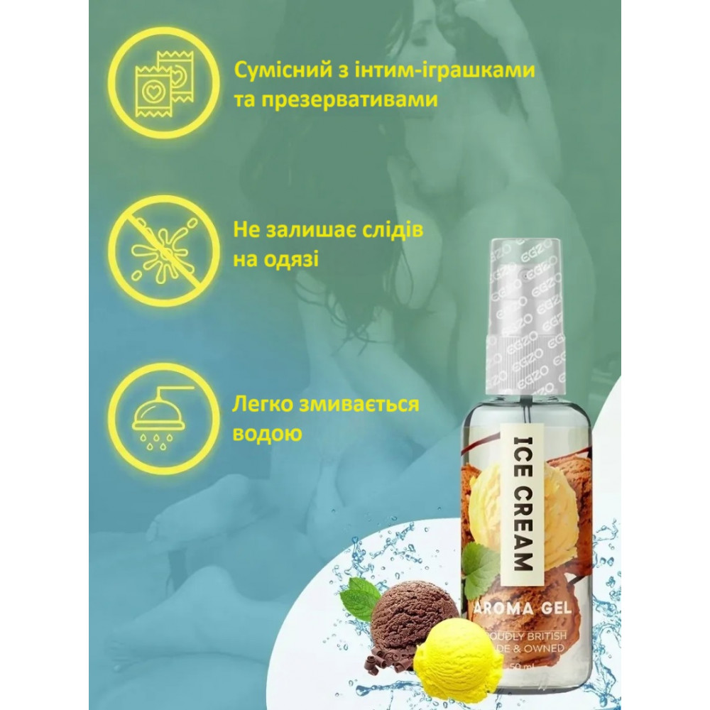 Оральные смазки - Оральный гель-лубрикант EGZO AROMA GEL - Ice Cream, 50 мл 2