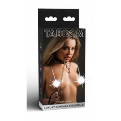 Повідець з карабіном та чорною петлею Taboom Luxury Bondage Essentials Chain Leash, сріблястий