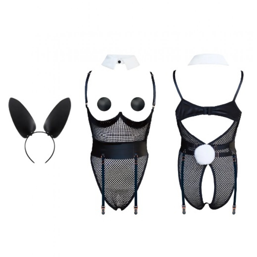Різне - Костюм зайчика UPKO Bunny Girl Bodysuit з відкритими грудьми, чорний, М 1