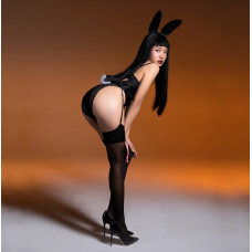 Костюм зайчика UPKO Bunny Girl Bodysuit з відкритими грудьми, чорний, М