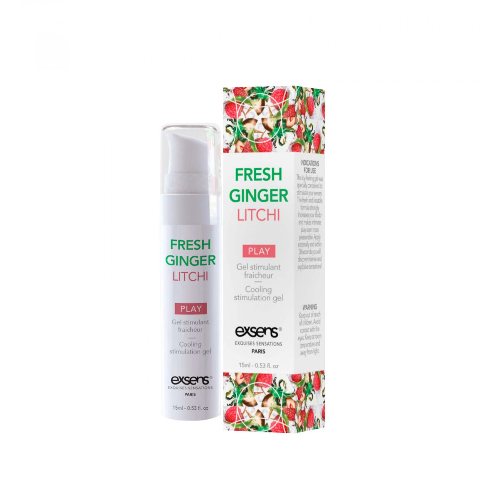 Жіночі змазки - Стимулювальний гель EXSENS Kissable Fresh Ginger Litchi 15мл, можна для поцілунків, охолоджувальний