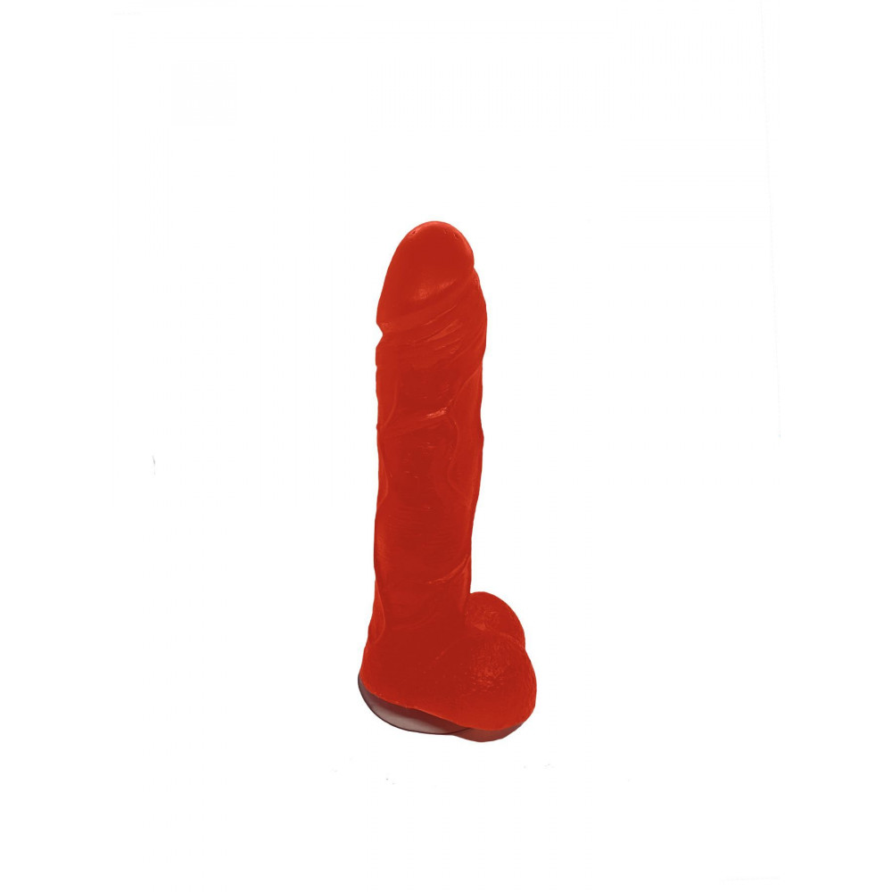 Секс приколы, Секс-игры, Подарки, Интимные украшения - Крафтовое мыло-член с присоской Чистый Кайф Red size L, натуральное