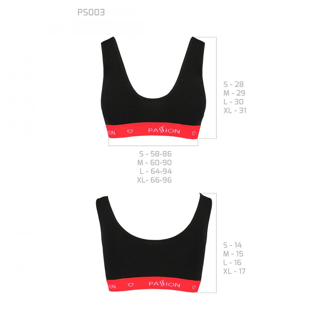 Эротические комплекты - Спортивный топ на широких бретелях Passion PS003 TOP black, size M 2