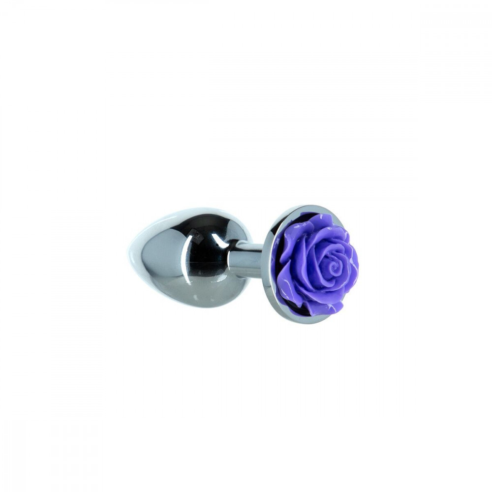 Анальная пробка - Металлическая анальная пробка Lux Active с розой - Rose Anal Plug - Purple, вибропуля в подарок 5