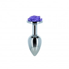 Металлическая анальная пробка Lux Active с розой - Rose Anal Plug - Purple, вибропуля в подарок