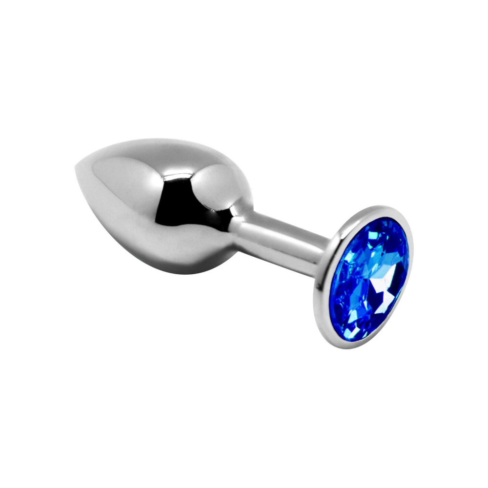Анальная пробка - Металлическая анальная пробка с кристаллом Alive Mini Metal Butt Plug Blue M