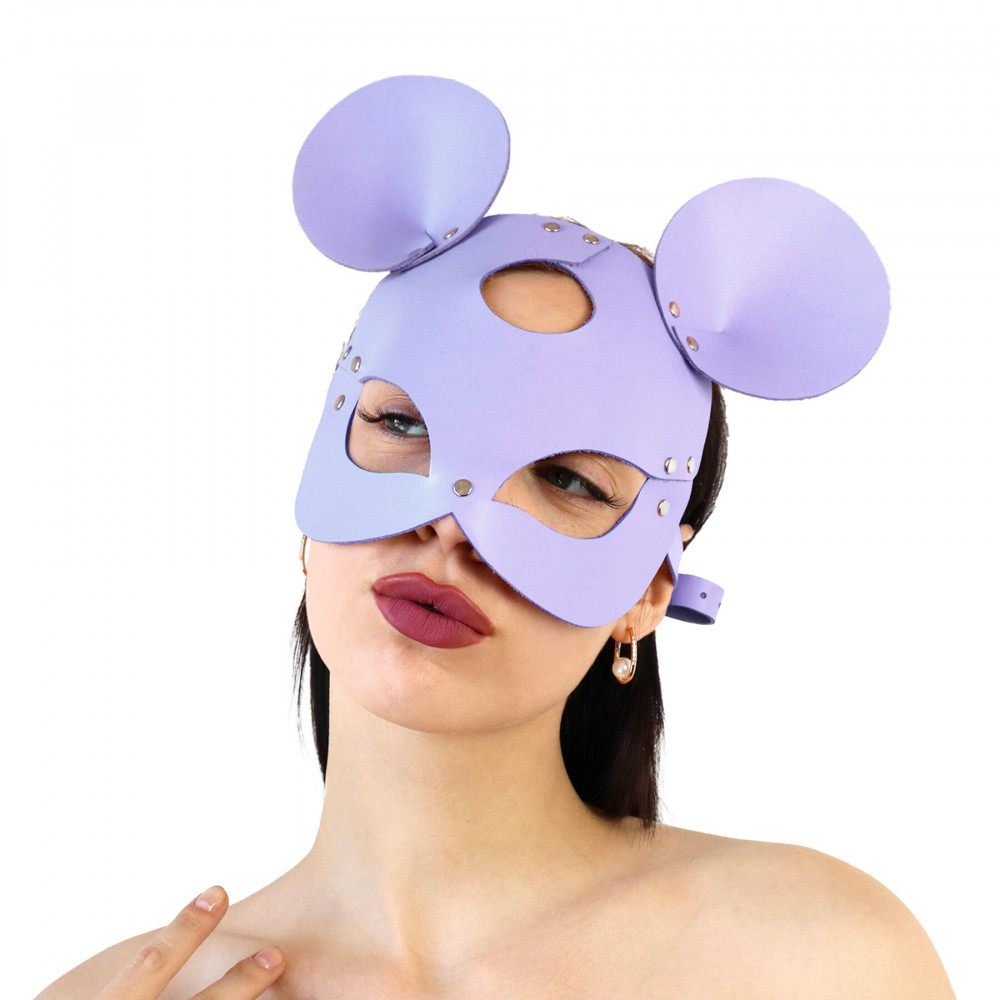 Маски - Кожаная маска зайки Art of Sex - Mouse Mask, цвет Лавандовый