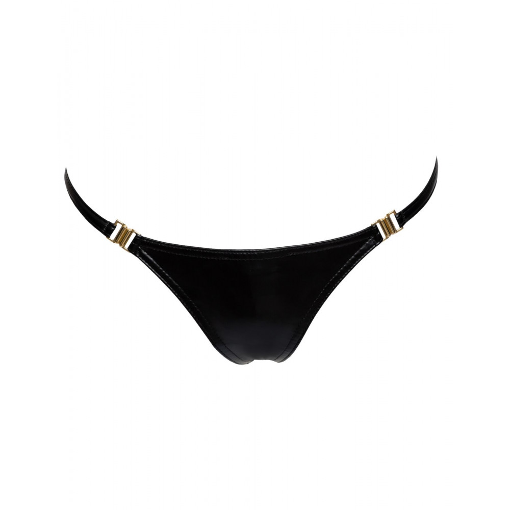 Сексуальные трусики - Трусики Noir Handmade P008 Powerwetlook panty with gold clasp - 3XL 3