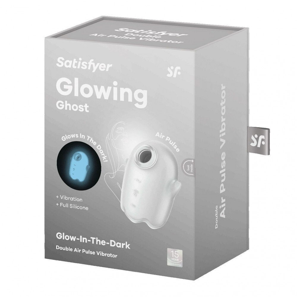 Вибраторы вакуумные - Вакуумный клиторальный стимулятор с вибрацией Satisfyer Glowing Ghost White 6