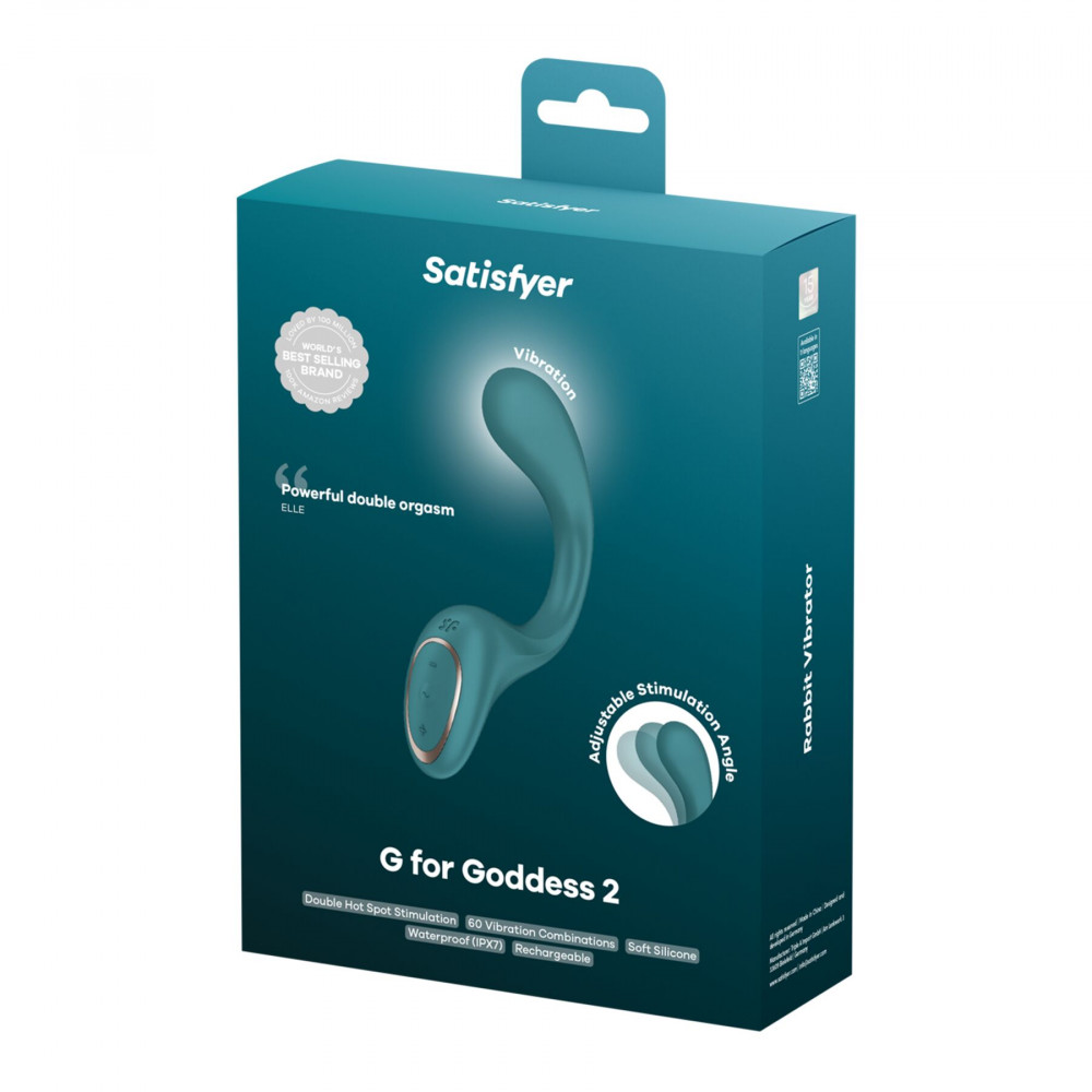 Вибратор-кролик - Вагинально-клиторальный вибратор Satisfyer G for Goddess 2 Bottle Green, 2 мотора 4