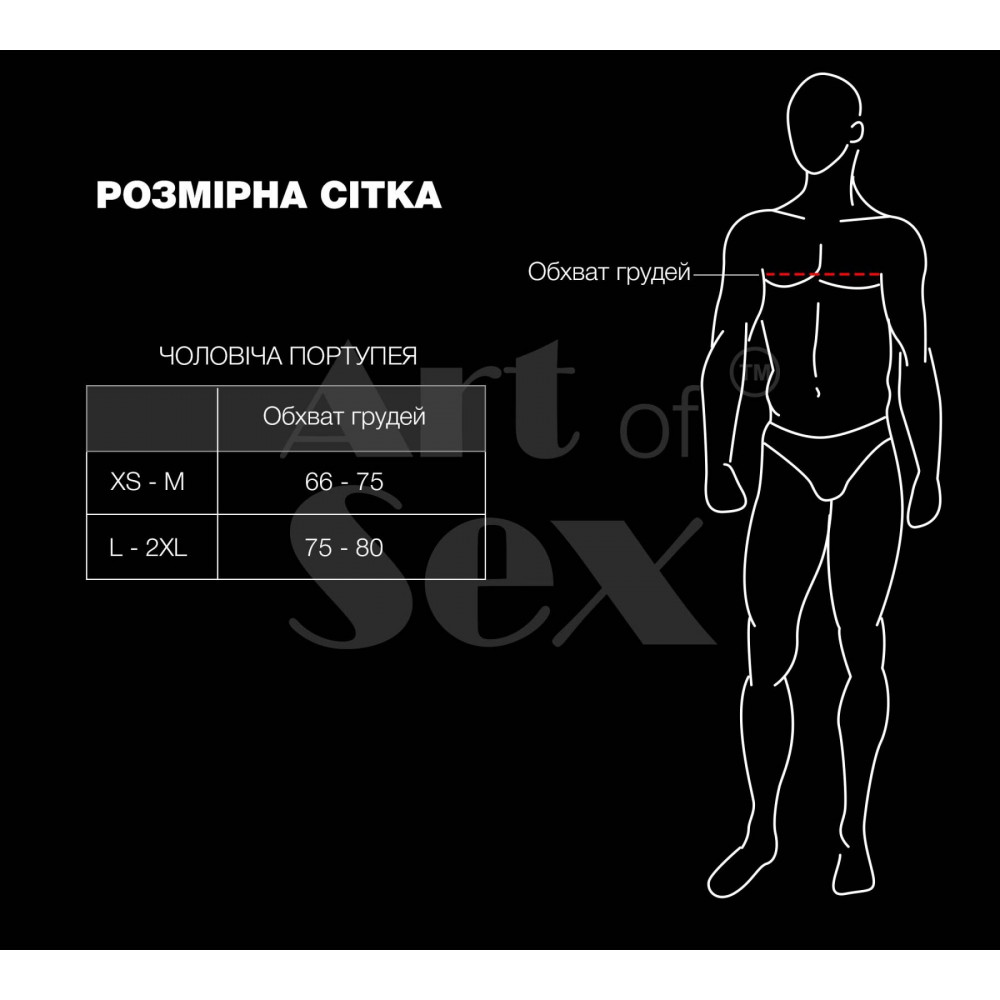  - Чоловіча портупея Art of Sex - Spartacus, екошкіра, колір червоний, розмір XS-M 3