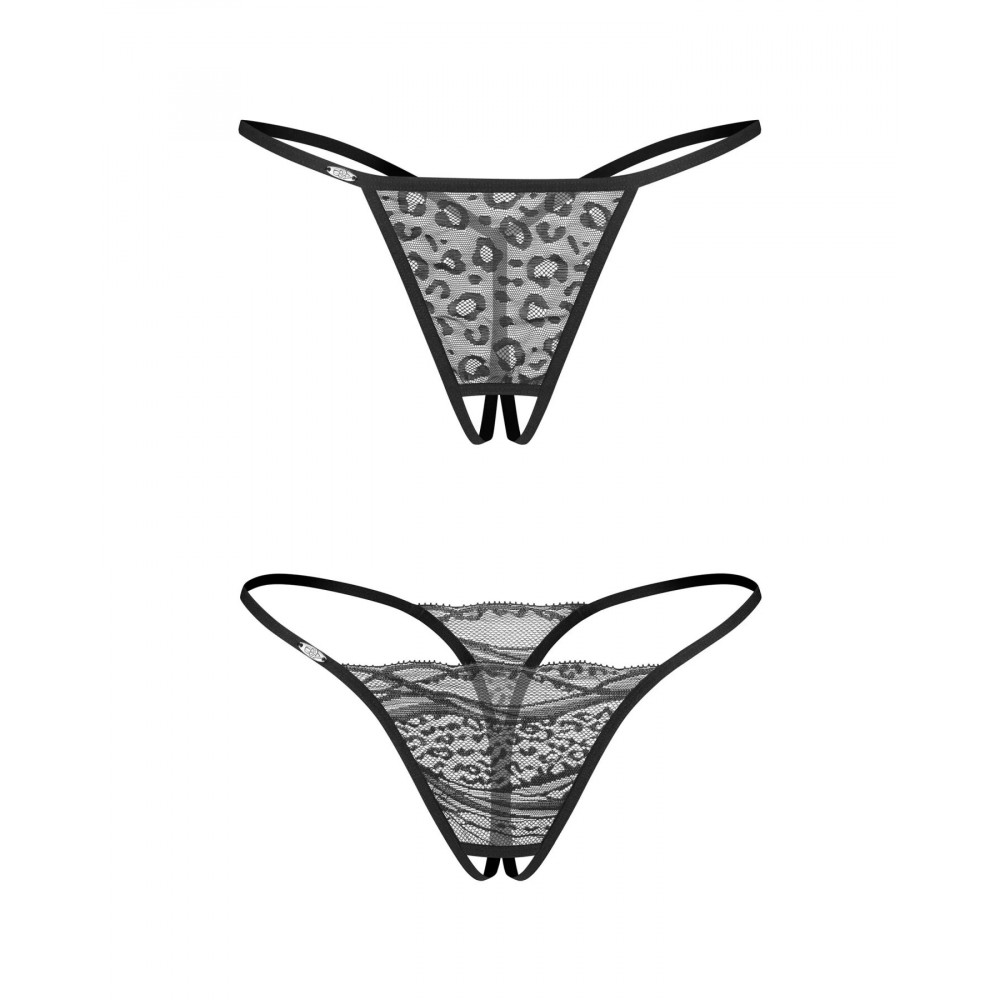 Женское эротическое белье - Набор трусиков с доступом Obsessive Bianca 2-pack crotchless thong L/XL 4