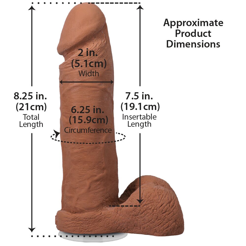 Фалоімітатор - Фалоімітатор Doc Johnson The Realistic Cock ULTRASKYN - 8 Inch with Balls Caramel 4
