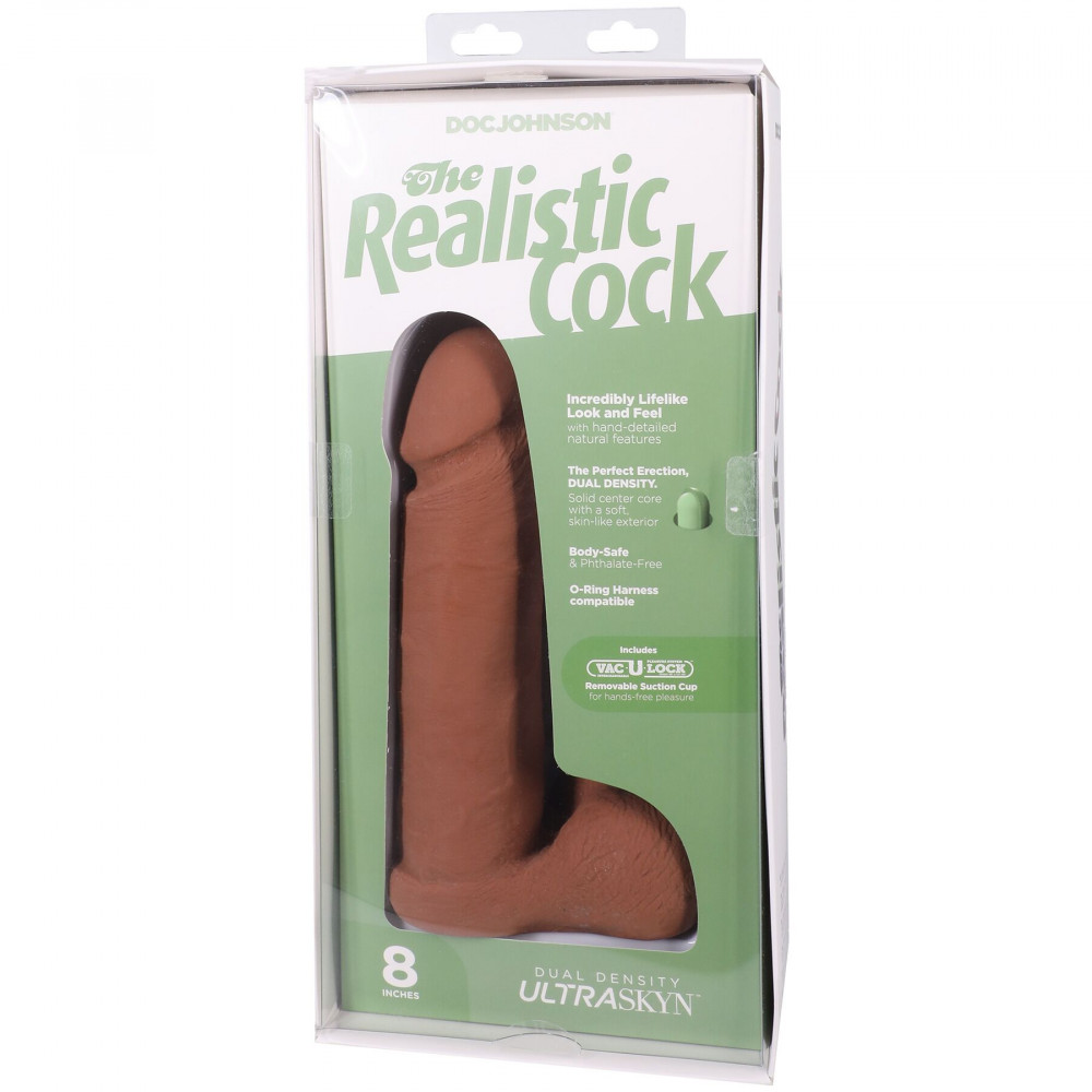Фалоімітатор - Фалоімітатор Doc Johnson The Realistic Cock ULTRASKYN - 8 Inch with Balls Caramel 8