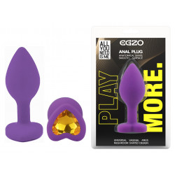 Силиконовая анальная пробка EGZO - Silicone Violet Heart Plug Yellow, size S