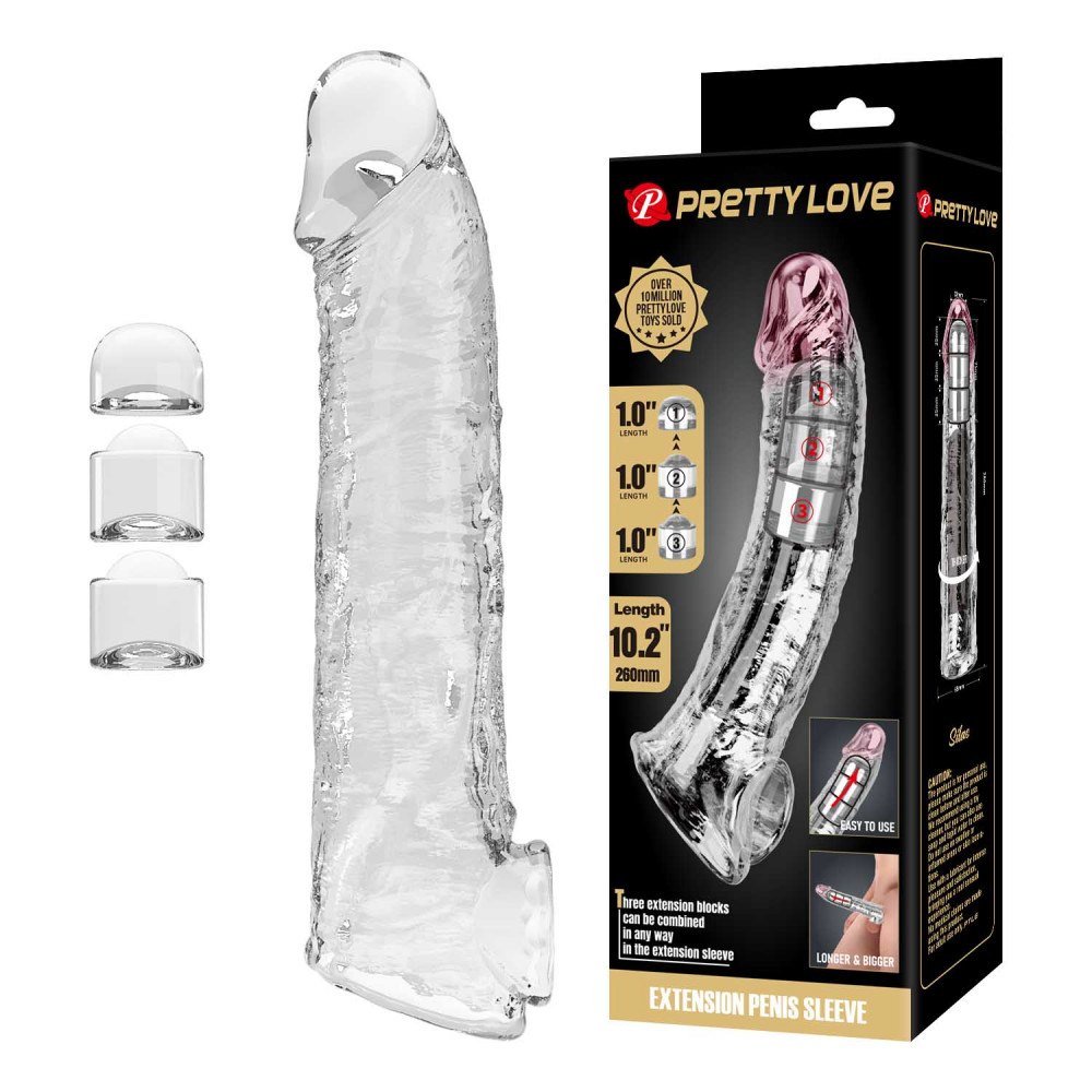  - Подовжуюча насадка Pretty Love - Silas Penis Sleeve Clear, BI-026279M